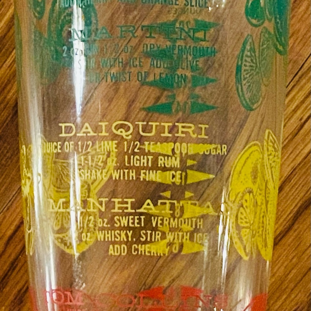 Federal Mr Bartender Vintage Glass/Cocktail Shaker/Recipes/Drink Mixer